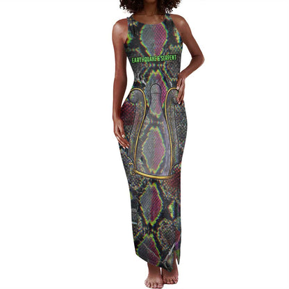 Geb Ancient Egyptian Tank Maxi Dress with Serpent Throne and Snake Skin Texture Egyptian Earth God Tribute - African Pride