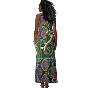 Geb Ancient Egyptian Tank Maxi Dress with Serpent Throne and Snake Skin Texture Egyptian Earth God Tribute - African Pride