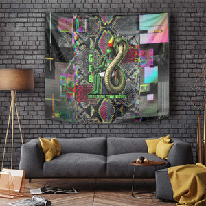 Geb Ancient Egyptian Tapestry with Serpent Throne and Snake Skin Texture Egyptian Earth God Tribute - African Pride