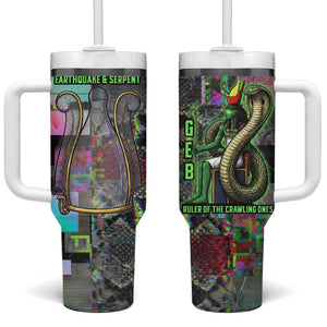 Geb Ancient Egyptian Tumbler With Handle with Serpent Throne and Snake Skin Texture Egyptian Earth God Tribute - African Pride