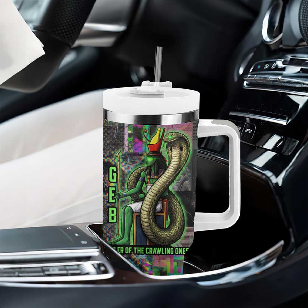 Geb Ancient Egyptian Tumbler With Handle with Serpent Throne and Snake Skin Texture Egyptian Earth God Tribute - African Pride