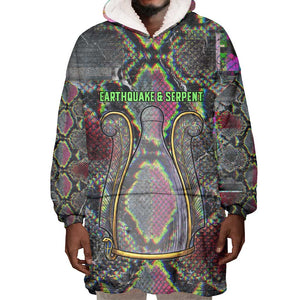 Geb Ancient Egyptian Wearable Blanket Hoodie with Serpent Throne and Snake Skin Texture Egyptian Earth God Tribute - African Pride