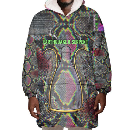 Geb Ancient Egyptian Wearable Blanket Hoodie with Serpent Throne and Snake Skin Texture Egyptian Earth God Tribute - African Pride