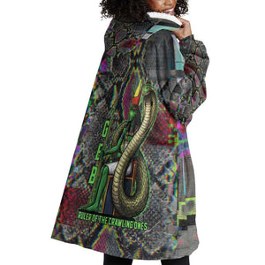 Geb Ancient Egyptian Wearable Blanket Hoodie with Serpent Throne and Snake Skin Texture Egyptian Earth God Tribute - African Pride