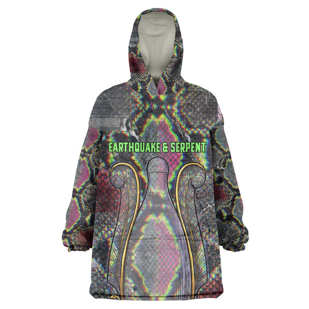 Geb Ancient Egyptian Wearable Blanket Hoodie with Serpent Throne and Snake Skin Texture Egyptian Earth God Tribute - African Pride