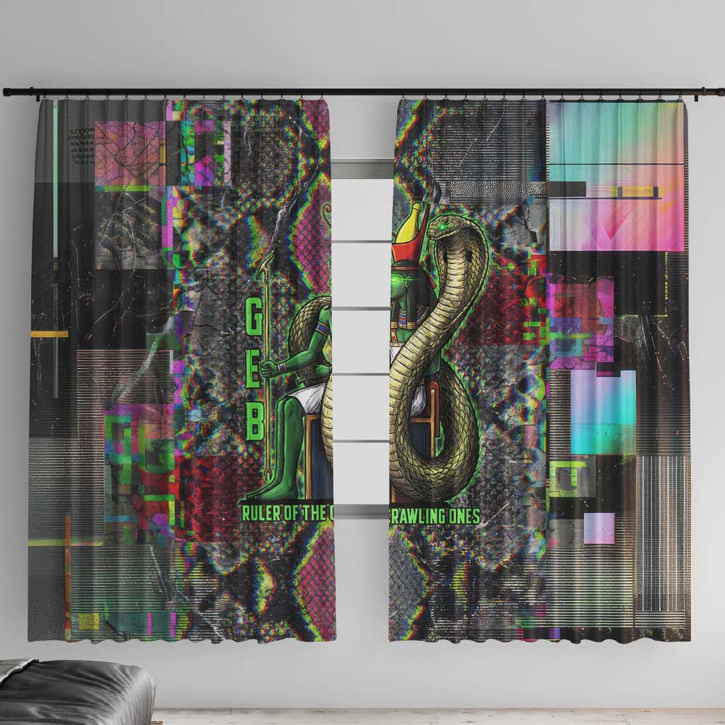 Geb Ancient Egyptian Window Curtain with Serpent Throne and Snake Skin Texture Egyptian Earth God Tribute - African Pride