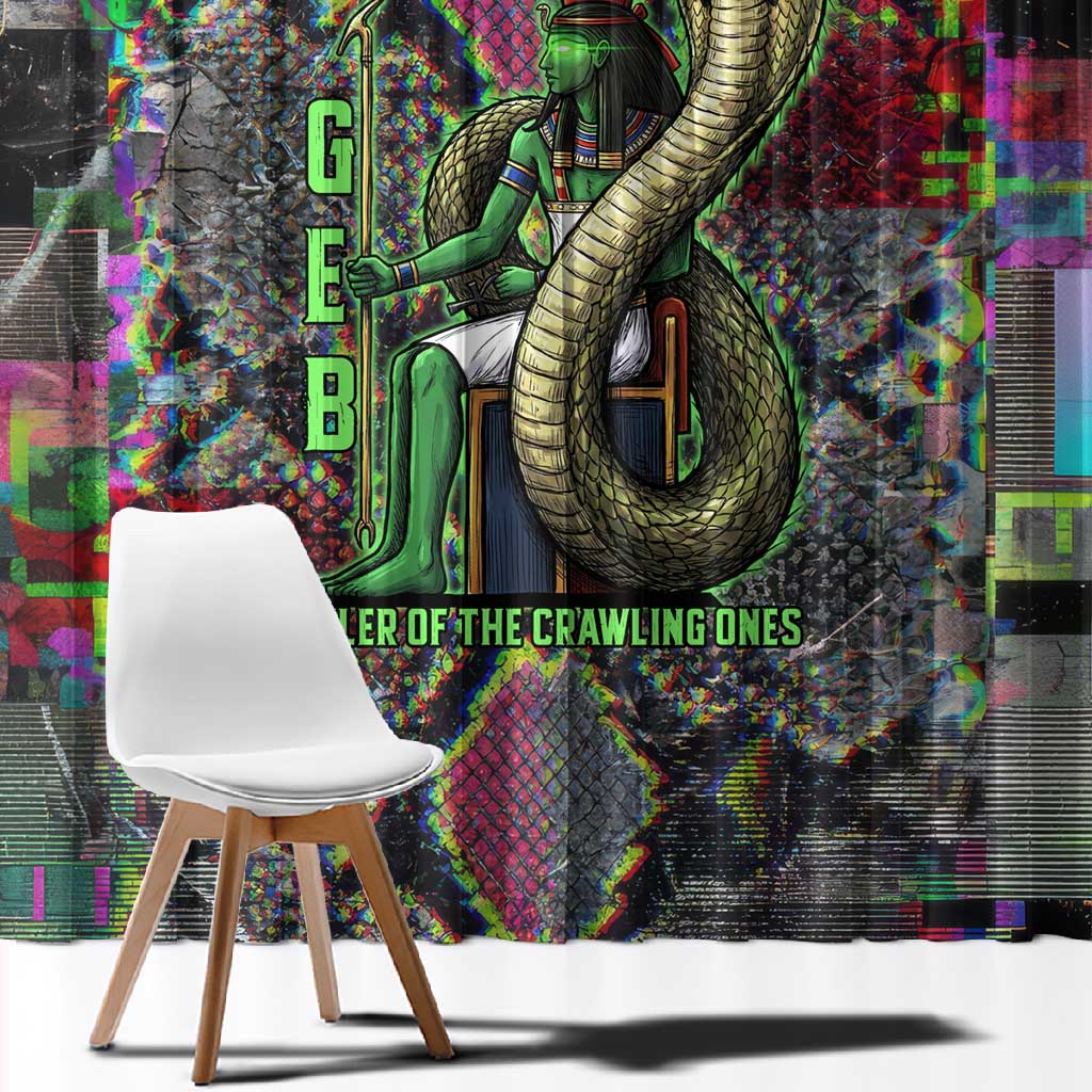 Geb Ancient Egyptian Window Curtain with Serpent Throne and Snake Skin Texture Egyptian Earth God Tribute - African Pride