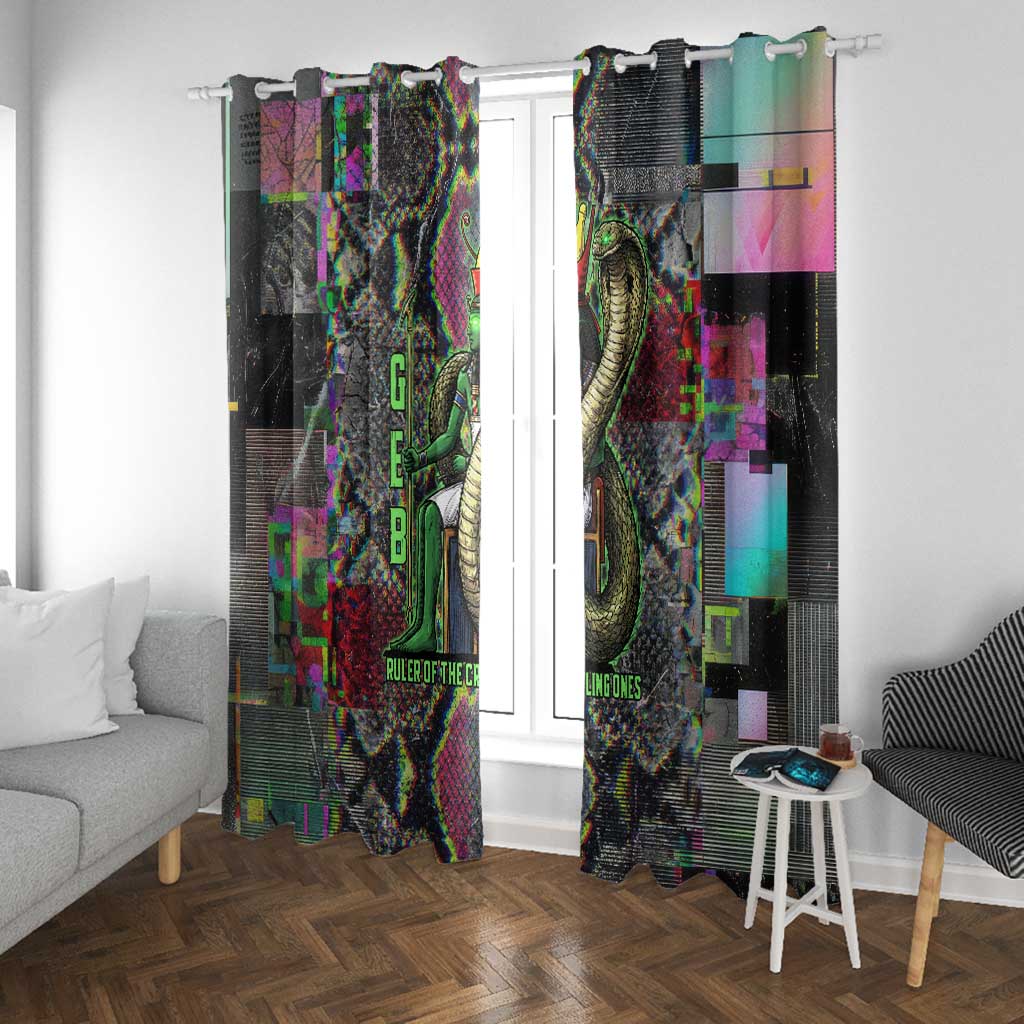 Geb Ancient Egyptian Window Curtain with Serpent Throne and Snake Skin Texture Egyptian Earth God Tribute - African Pride