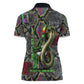 Geb Ancient Egyptian Women Polo Shirt with Serpent Throne and Snake Skin Texture Egyptian Earth God Tribute - African Pride