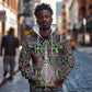 Geb Ancient Egyptian Zip Hoodie with Serpent Throne and Snake Skin Texture Egyptian Earth God Tribute - African Pride