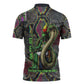 Geb Ancient Egyptian Zipper Polo Shirt with Serpent Throne and Snake Skin Texture Egyptian Earth God Tribute - African Pride