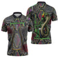 Geb Ancient Egyptian Zipper Polo Shirt with Serpent Throne and Snake Skin Texture Egyptian Earth God Tribute - African Pride