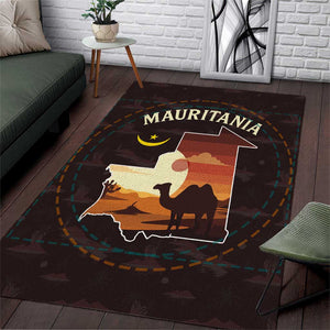 Mauritania Area Rug - Desert Sunset Camel Silhouette and Flag Accents