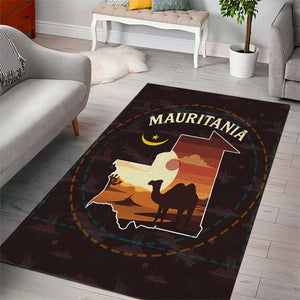 Mauritania Area Rug - Desert Sunset Camel Silhouette and Flag Accents