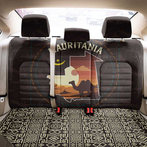 Mauritania Back Car Seat Cover - Desert Sunset Camel Silhouette and Flag Accents
