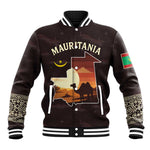 Mauritania Baseball Jacket - Desert Sunset Camel Silhouette and Flag Accents