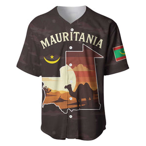 Mauritania Baseball Jersey - Desert Sunset Camel Silhouette and Flag Accents