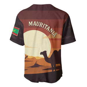 Mauritania Baseball Jersey - Desert Sunset Camel Silhouette and Flag Accents