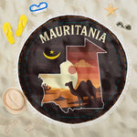 Mauritania Beach Blanket - Desert Sunset Camel Silhouette and Flag Accents