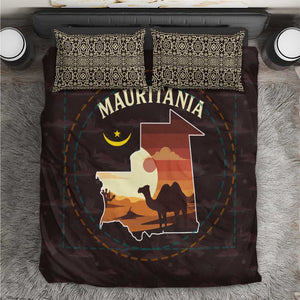 Mauritania Bedding Set - Desert Sunset Camel Silhouette and Flag Accents
