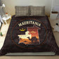 Mauritania Bedding Set - Desert Sunset Camel Silhouette and Flag Accents