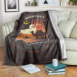 Mauritania Blanket - Desert Sunset Camel Silhouette and Flag Accents