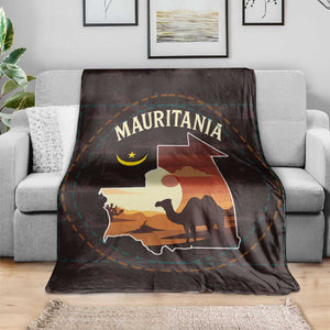 Mauritania Blanket - Desert Sunset Camel Silhouette and Flag Accents