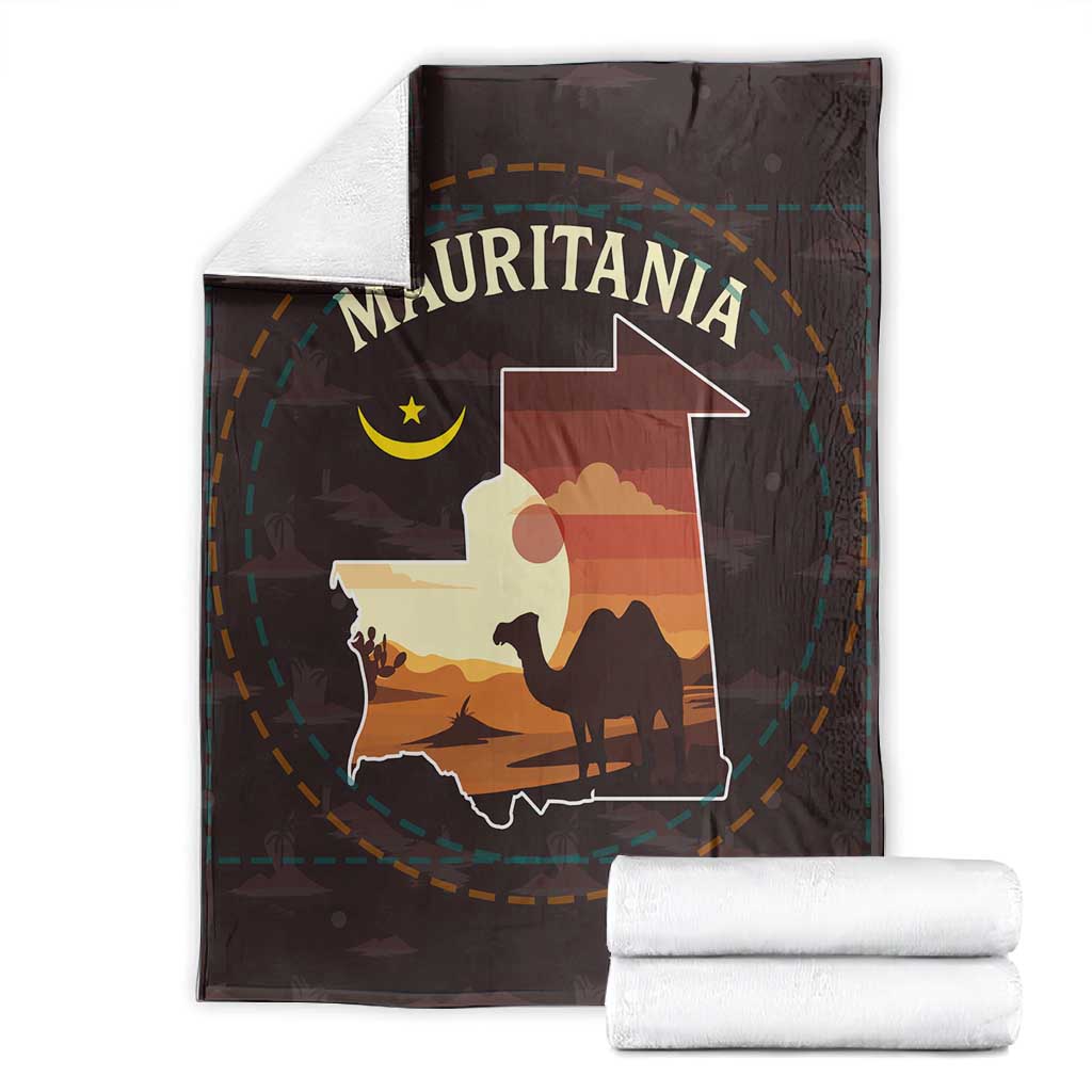 Mauritania Blanket - Desert Sunset Camel Silhouette and Flag Accents