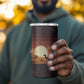 Mauritania 4 in 1 Can Cooler Tumbler - Desert Sunset Camel Silhouette and Flag Accents