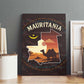 Mauritania Canvas Wall Art - Desert Sunset Camel Silhouette and Flag Accents
