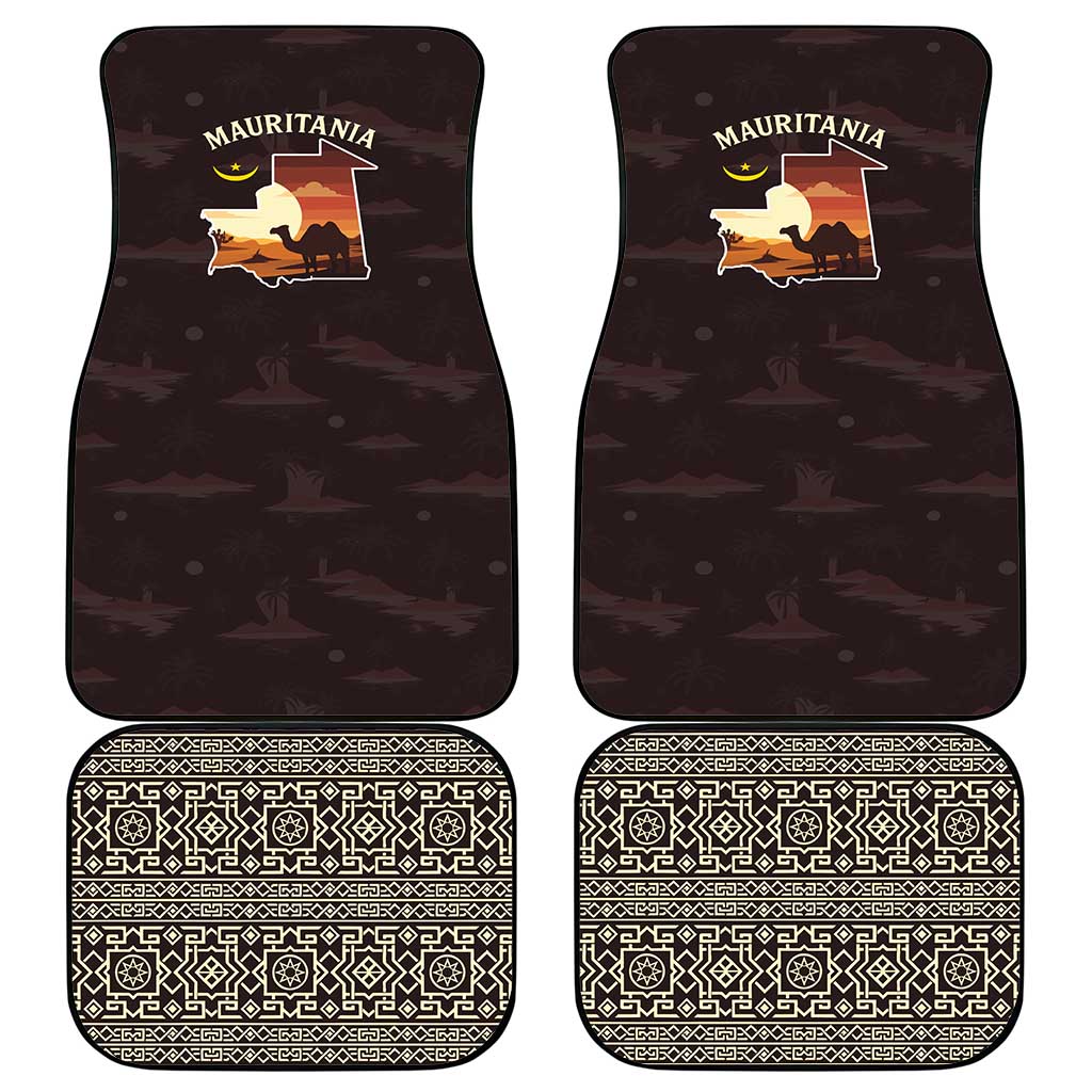 Mauritania Car Mats - Desert Sunset Camel Silhouette and Flag Accents