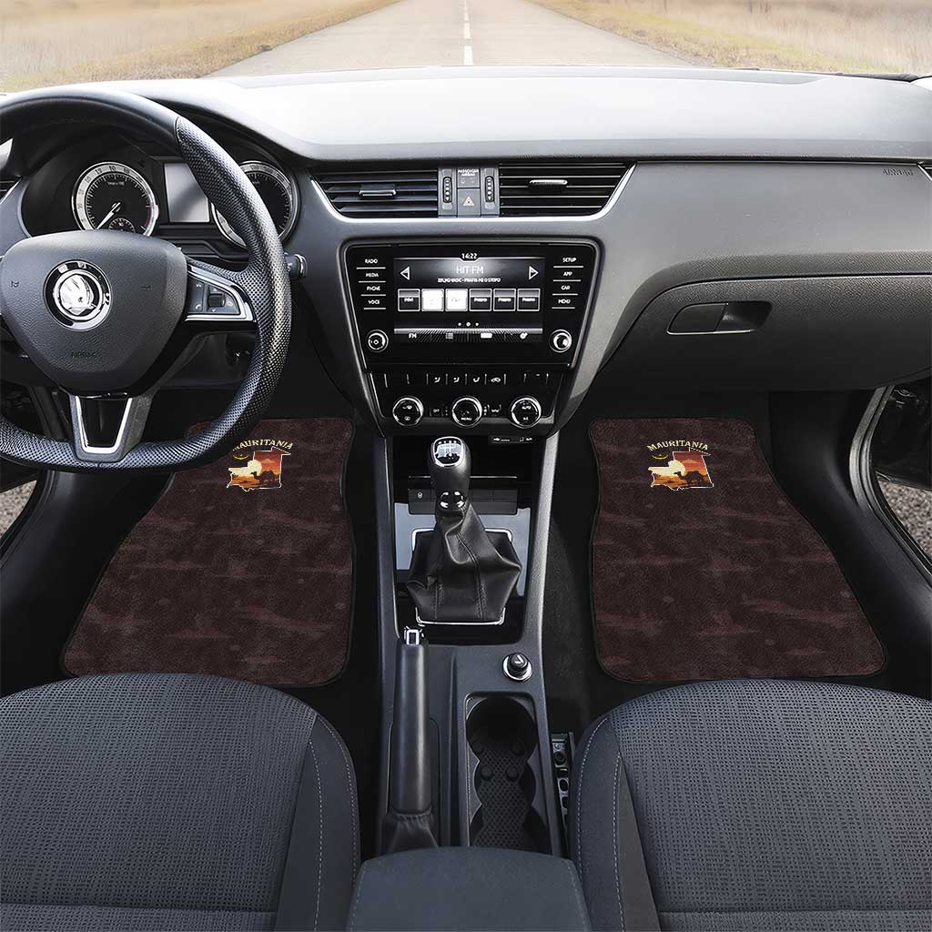 Mauritania Car Mats - Desert Sunset Camel Silhouette and Flag Accents