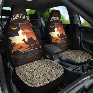 Mauritania Car Seat Cover - Desert Sunset Camel Silhouette and Flag Accents