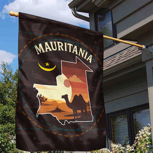 Mauritania Garden Flag - Desert Sunset Camel Silhouette and Flag Accents