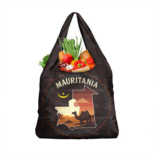 Mauritania Grocery Bag - Desert Sunset Camel Silhouette and Flag Accents