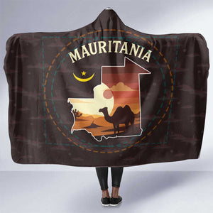 Mauritania Hooded Blanket - Desert Sunset Camel Silhouette and Flag Accents