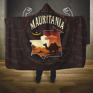 Mauritania Hooded Blanket - Desert Sunset Camel Silhouette and Flag Accents