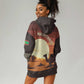 Mauritania Hoodie Dress - Desert Sunset Camel Silhouette and Flag Accents