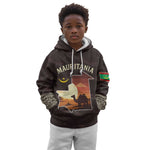 Mauritania Kid Hoodie - Desert Sunset Camel Silhouette and Flag Accents
