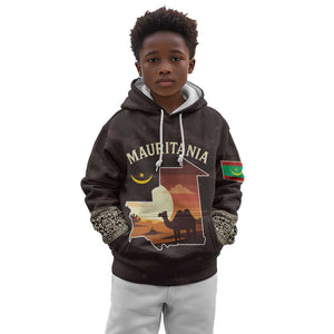 Mauritania Kid Hoodie - Desert Sunset Camel Silhouette and Flag Accents