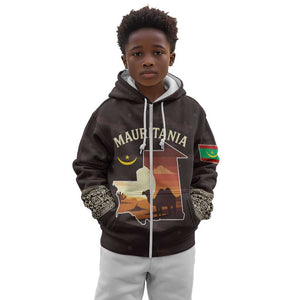 Mauritania Kid Hoodie - Desert Sunset Camel Silhouette and Flag Accents