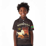 Mauritania Kid Polo Shirt - Desert Sunset Camel Silhouette and Flag Accents