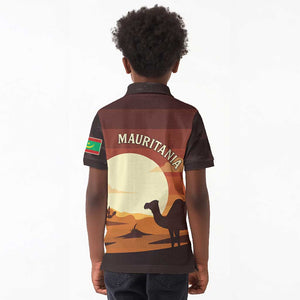Mauritania Kid Polo Shirt - Desert Sunset Camel Silhouette and Flag Accents