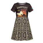 Mauritania Kid Short Sleeve Dress - Desert Sunset Camel Silhouette and Flag Accents