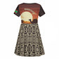 Mauritania Kid Short Sleeve Dress - Desert Sunset Camel Silhouette and Flag Accents