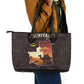 Mauritania Leather Tote Bag - Desert Sunset Camel Silhouette and Flag Accents