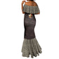 Mauritania Mermaid Dress - Desert Sunset Camel Silhouette and Flag Accents