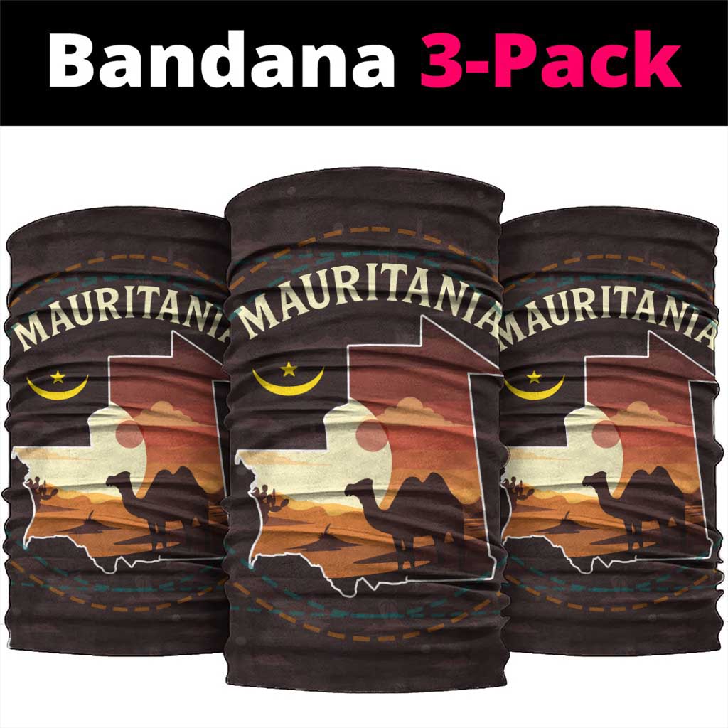 Mauritania Neck Gaiter - Desert Sunset Camel Silhouette and Flag Accents TS04
