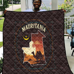 Mauritania Quilt - Desert Sunset Camel Silhouette and Flag Accents