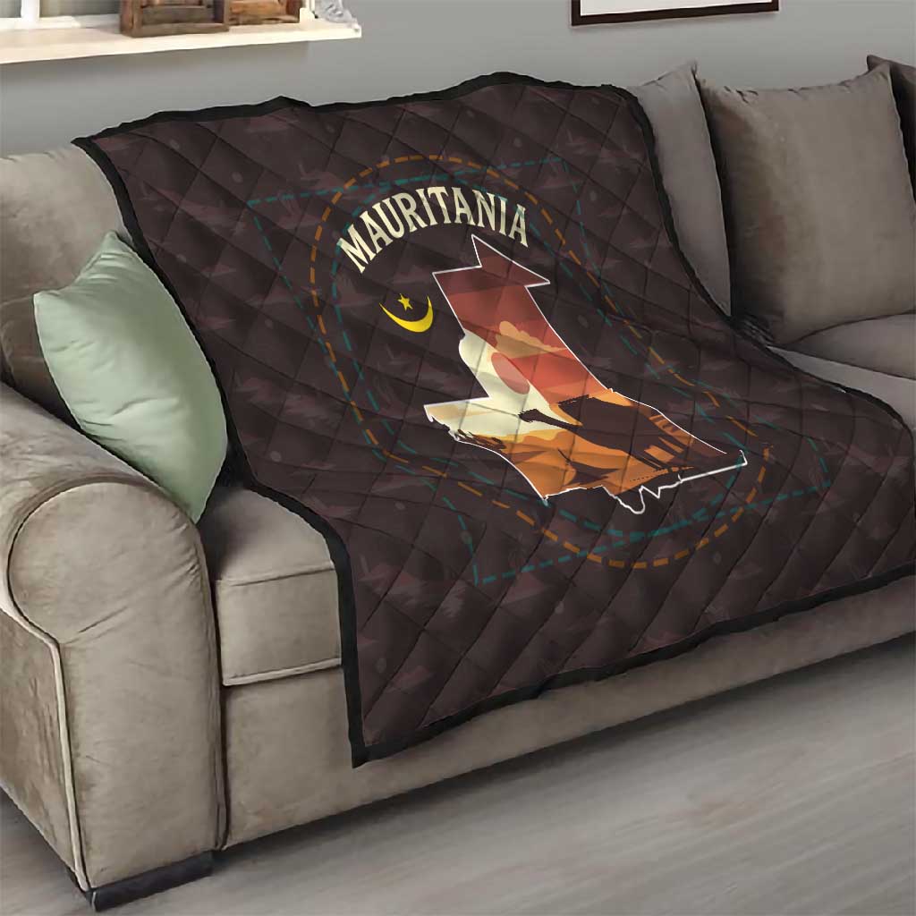 Mauritania Quilt - Desert Sunset Camel Silhouette and Flag Accents